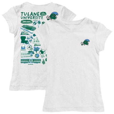  Tulane Green Wave Vive La Fete Youth Impressions Artwork Fitted T-Shirt - White